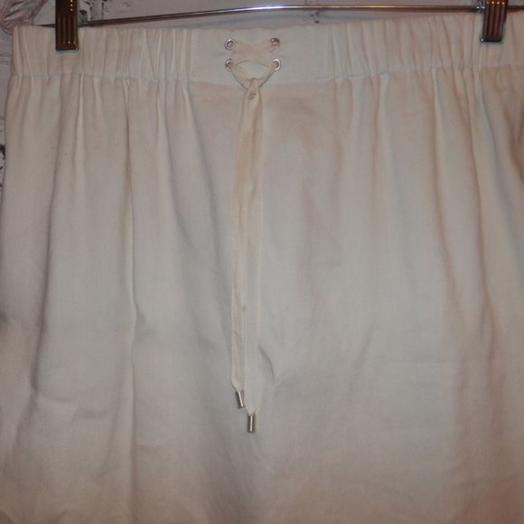 Worth Ivory Skirt 12 Crisp Lace Up Career  Neutral - Picture 2 of 4
